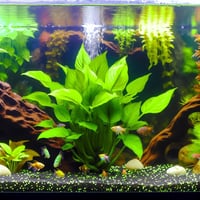 a beautiful anubias plant in fish tank